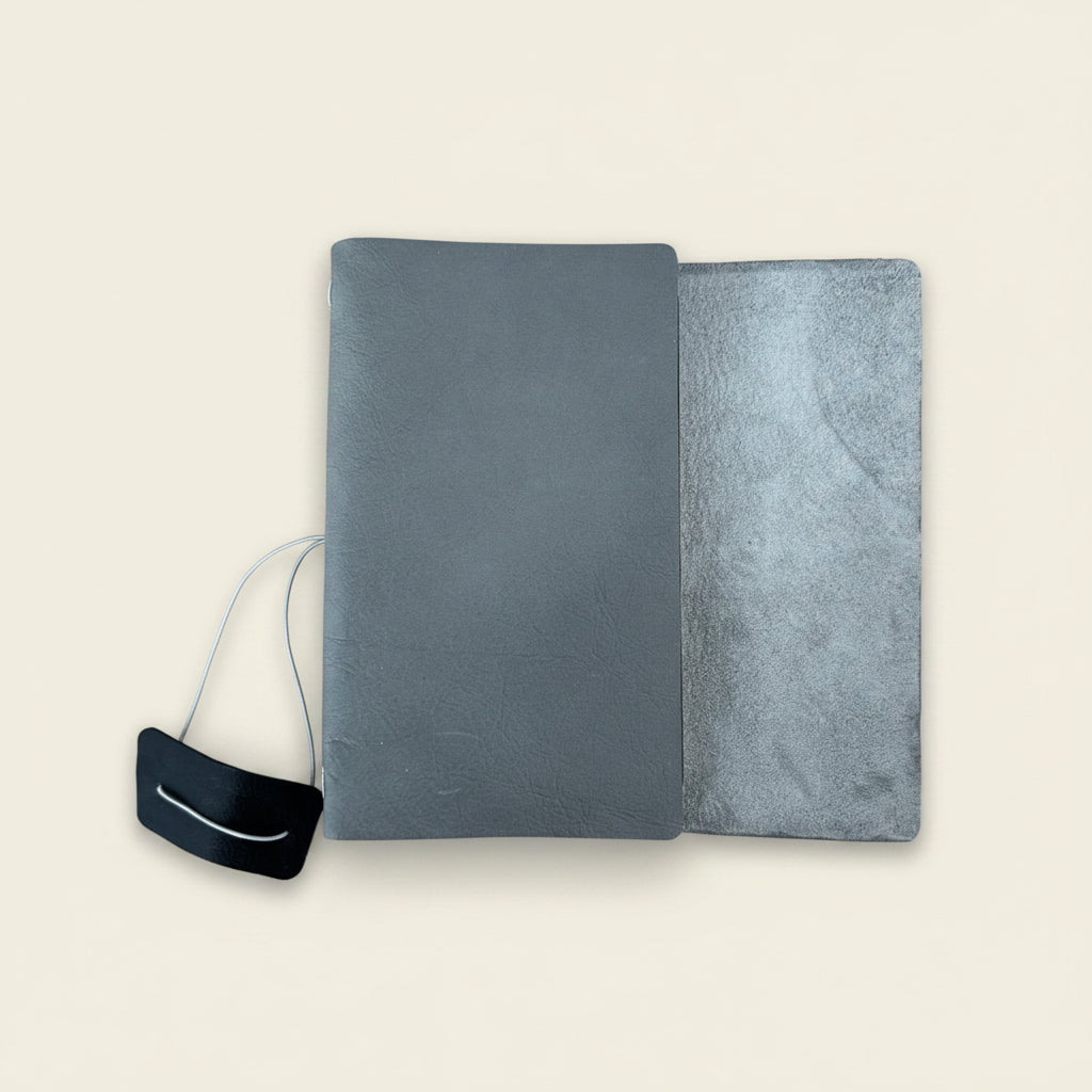 PORTA Gray Leather Trifold Journal (Large)