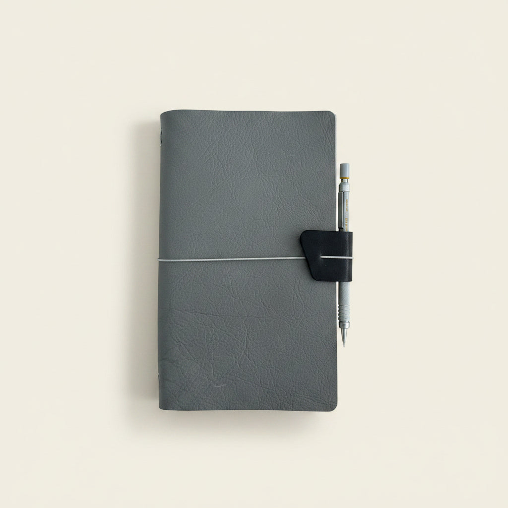 PORTA Gray Leather Trifold Journal (Large)
