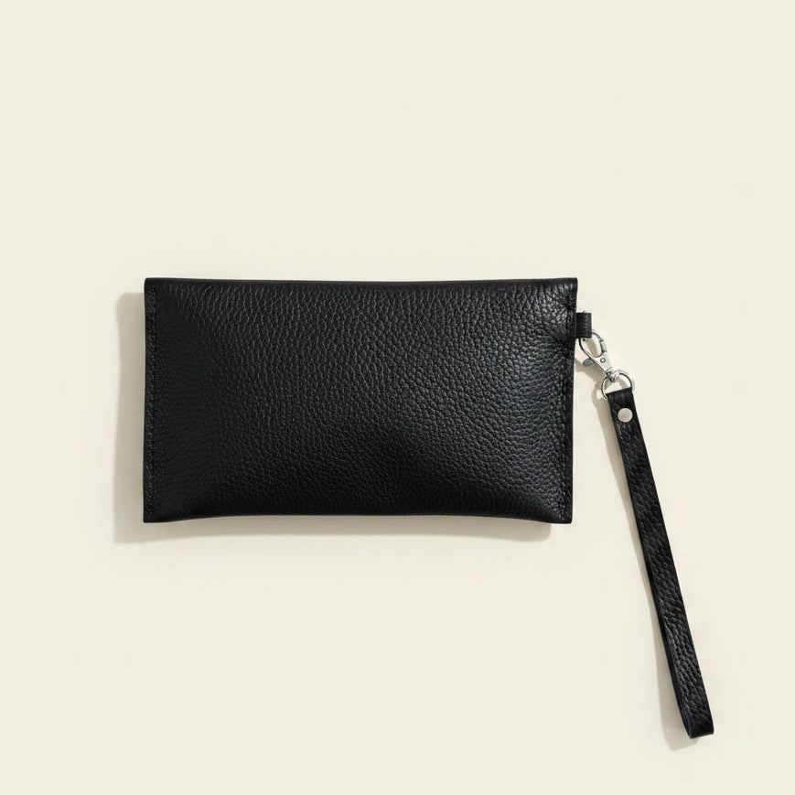 PORTA Black Leather Clutch