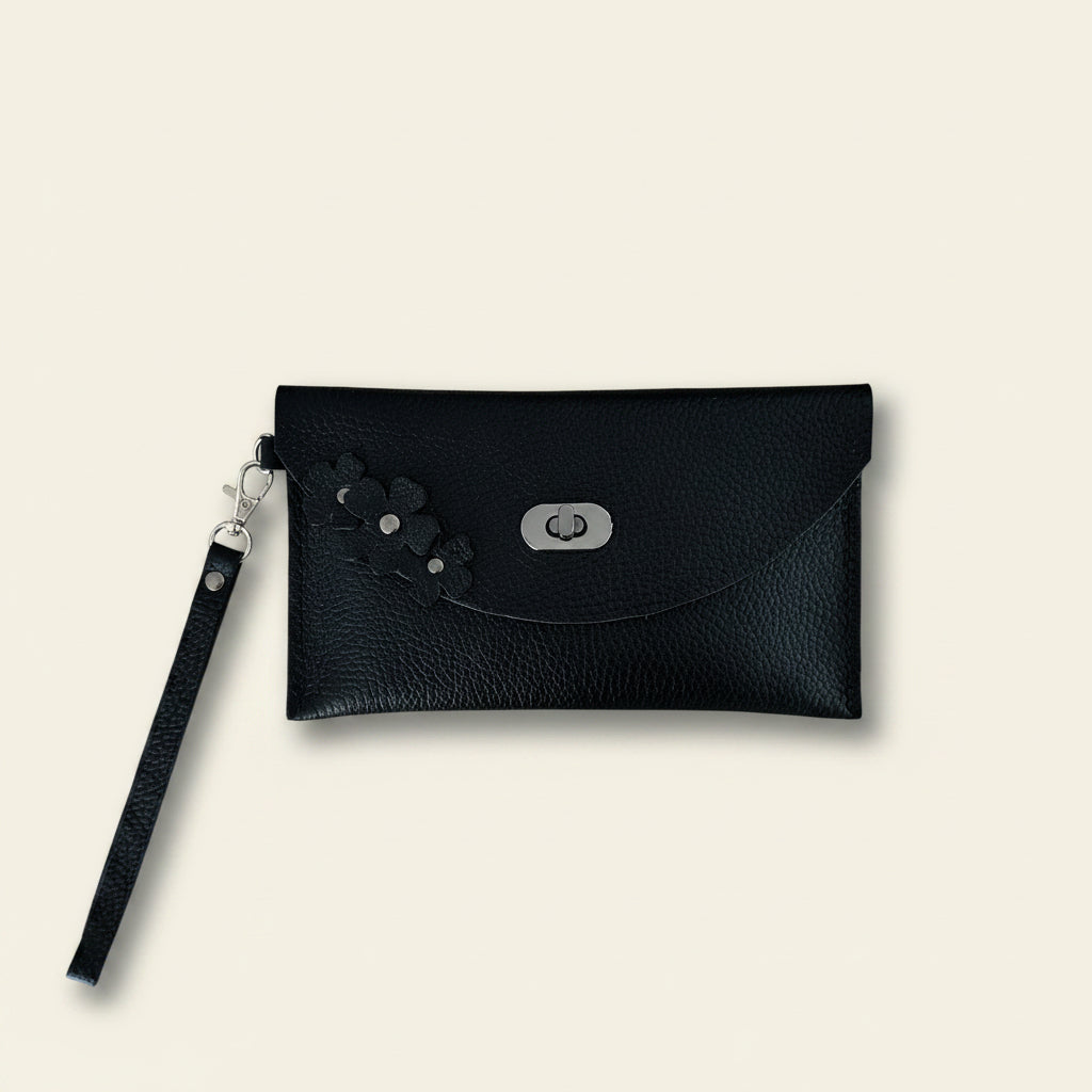 PORTA Black Leather Clutch