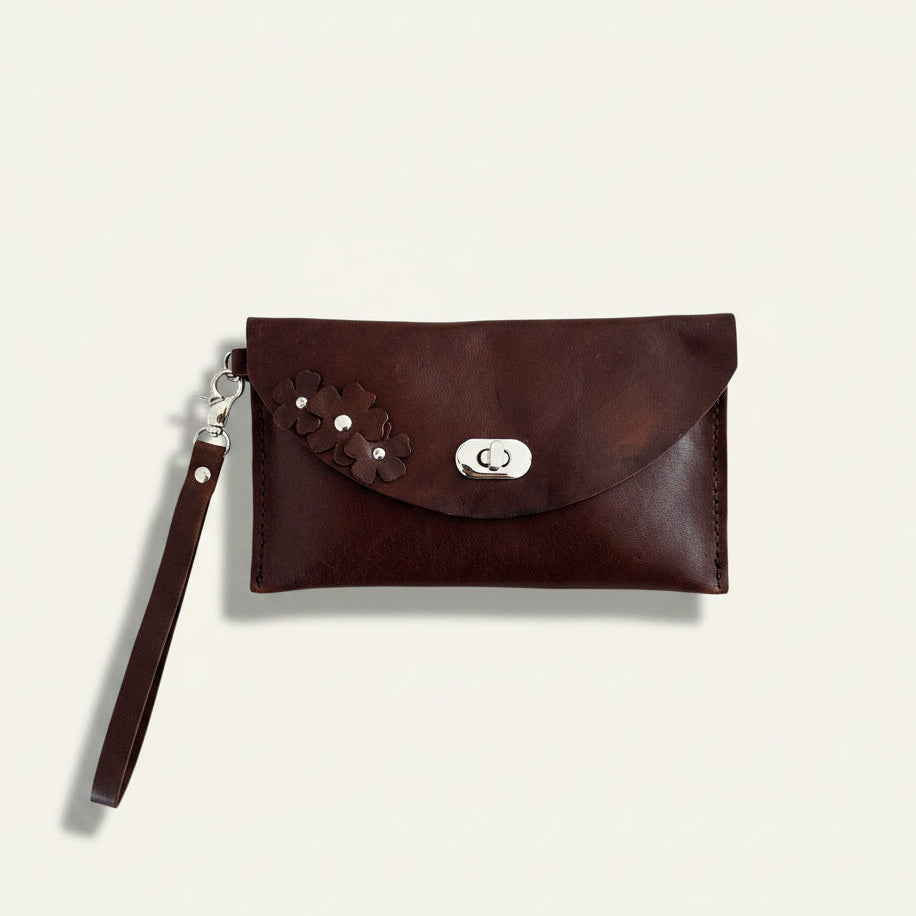 PORTA Brown Leather Clutch